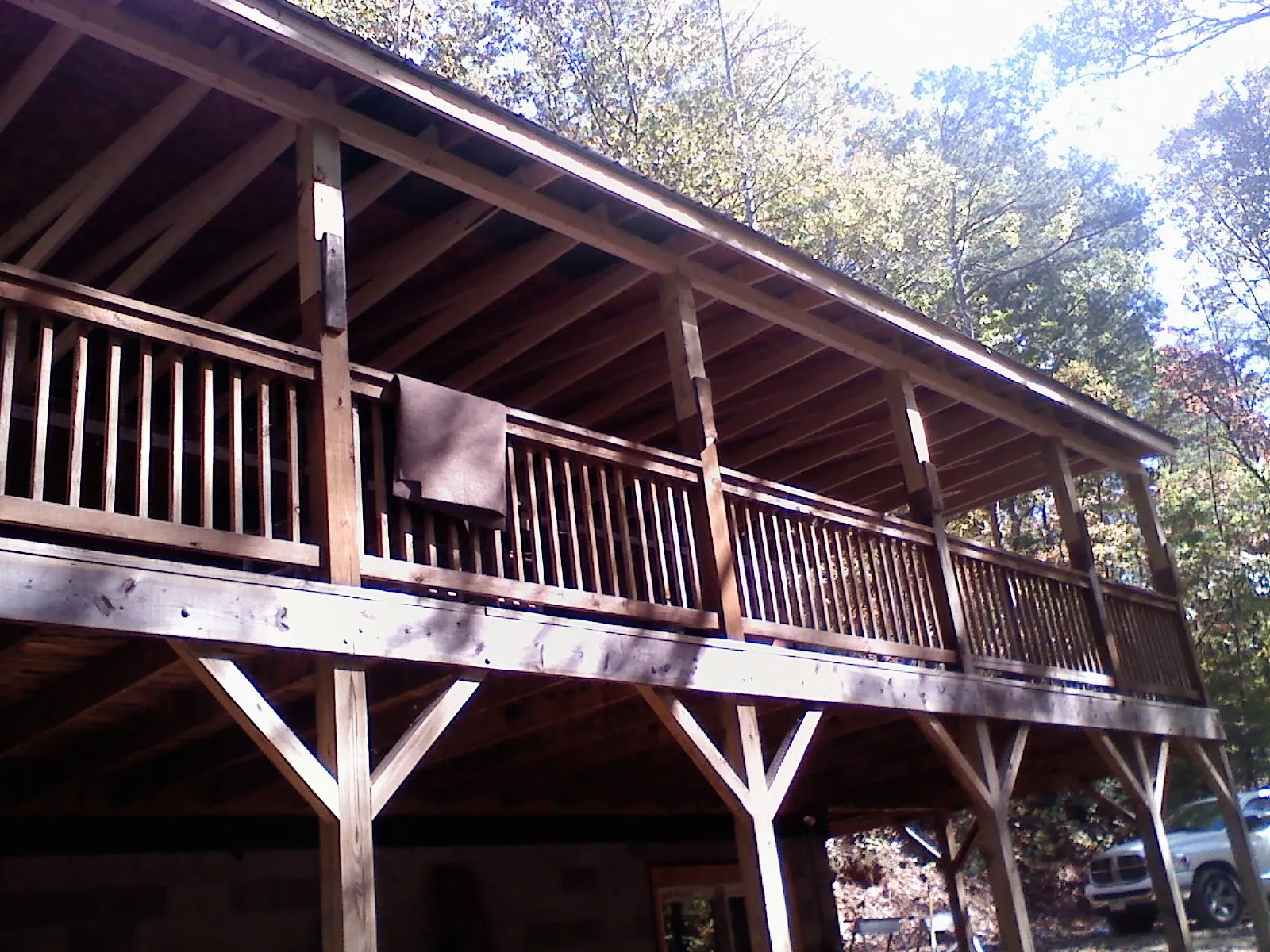 Timber framing under a new elevated porch and deck — Roof Leak Repair in Thurmont by Roofing Brothers